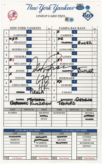 2015 Alex Rodriguez Game Used and Signed/Inscribed Line Up Card for HR #670 (MLB Authenticated & Steiner)